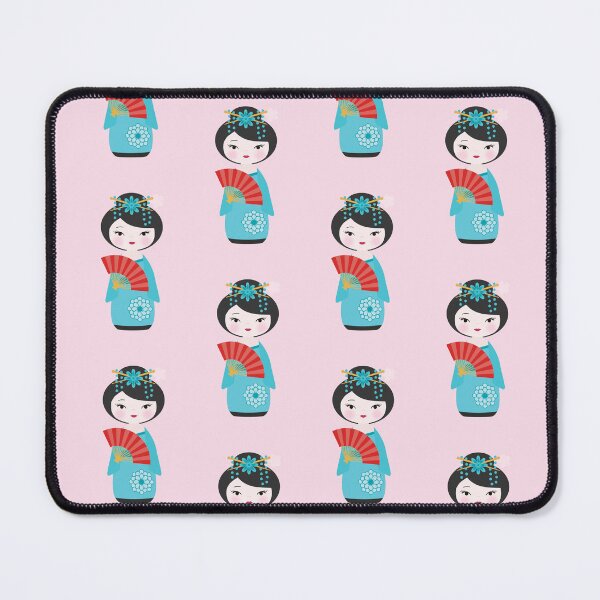 Item preview, Japanese Kokeshi Doll Blue Pattern designed and sold by StudioShine.