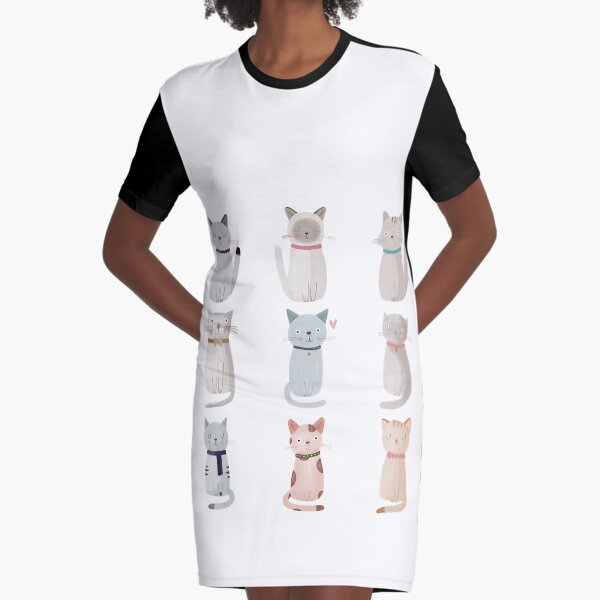 Cat Family Graphic T-Shirt Dress