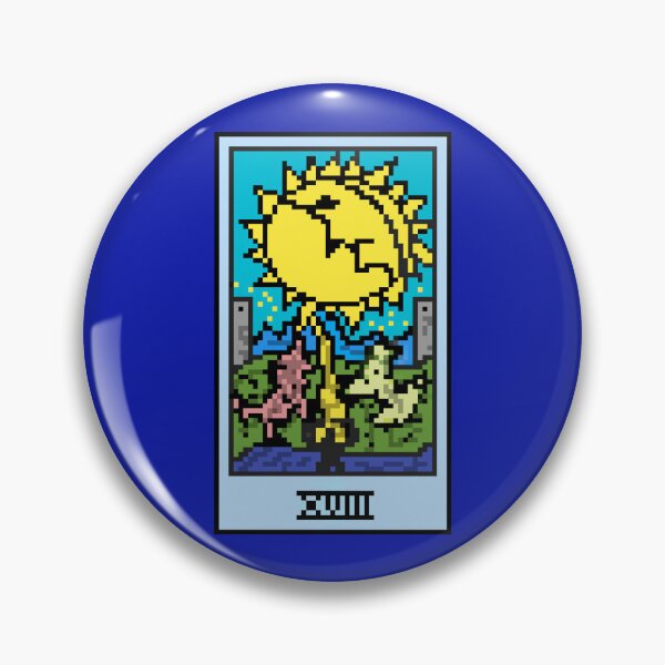 Aperçu de l'œuvre Attendez, c'est du tarot pixel art ? Bleu - Arcanes majeurs 'La Lune' (Design pour T-shirt, autocollants et autres accessoires) créée et vendue par Pixel Waite.