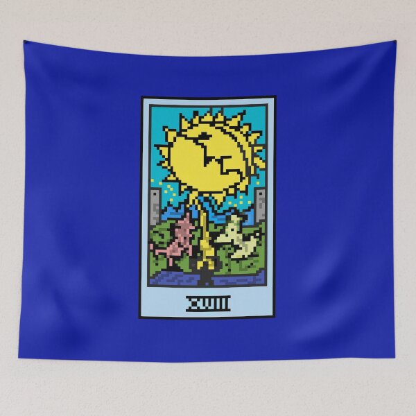 Item preview, Wait, is this pixel art tarot? Blue  - Major Arcana 'The Moon' (Design for T-shirt, stickers and other accessories) designed and sold by Pixel Waite.