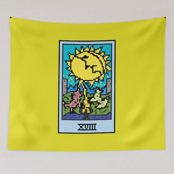 Item preview, Wait, is this pixel art tarot? Yellow - Major Arcana 'The Moon' (Design for T-shirt, stickers and other accessories) designed and sold by Pixel Waite.