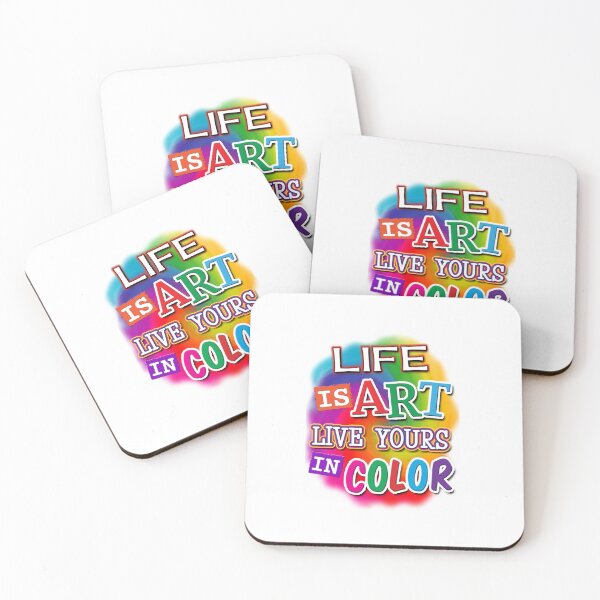 Item preview, 'Life Is Art Live Yours In Color' (White) designed and sold by The Button Gal.