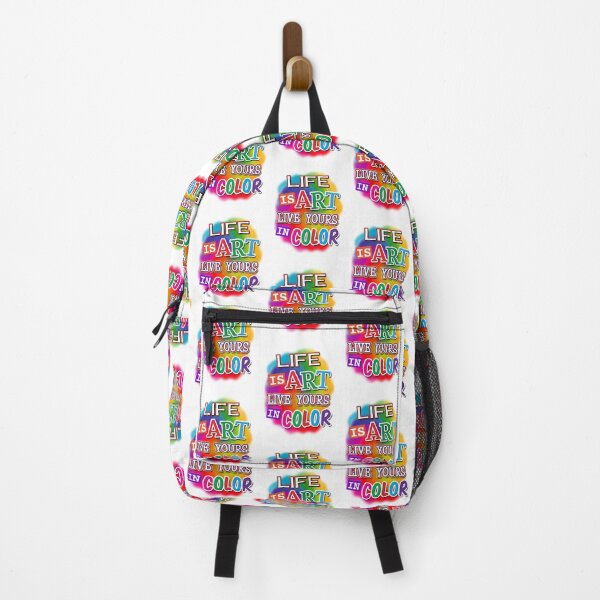 Item preview, 'Life Is Art Live Yours In Color' (White) designed and sold by The Button Gal.