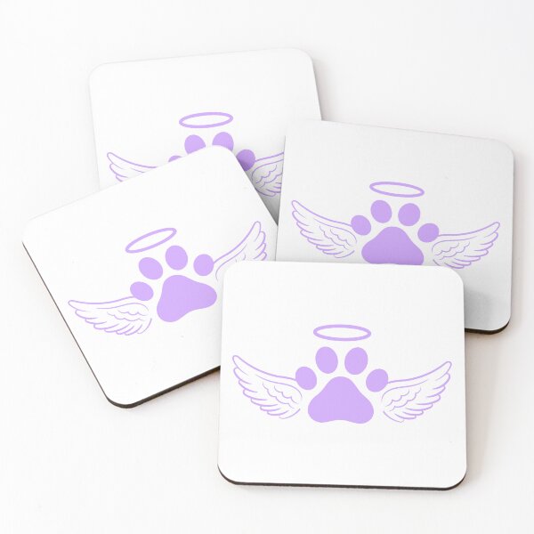 Item preview, Lilac Cat Paw Print with Angel Wings and Halo for Pet Memorial, Pet Loss designed and sold by svectormonster.
