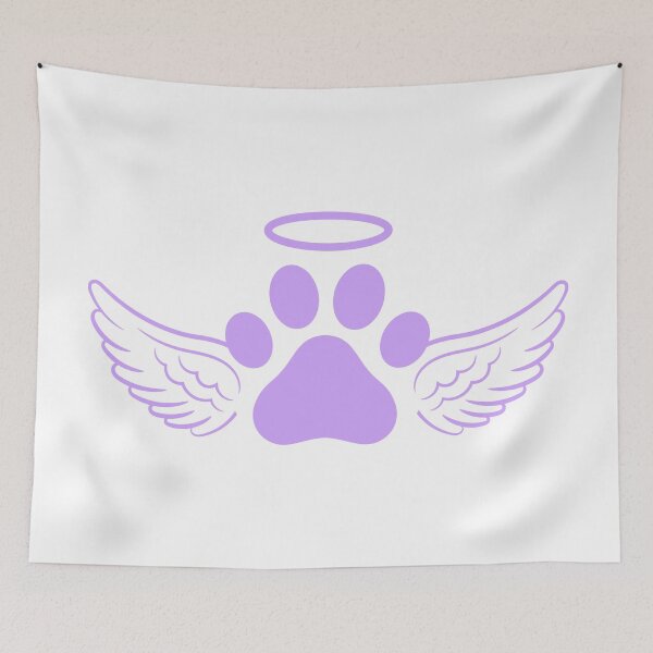 Item preview, Lilac Cat Paw Print with Angel Wings and Halo for Pet Memorial, Pet Loss designed and sold by svectormonster.
