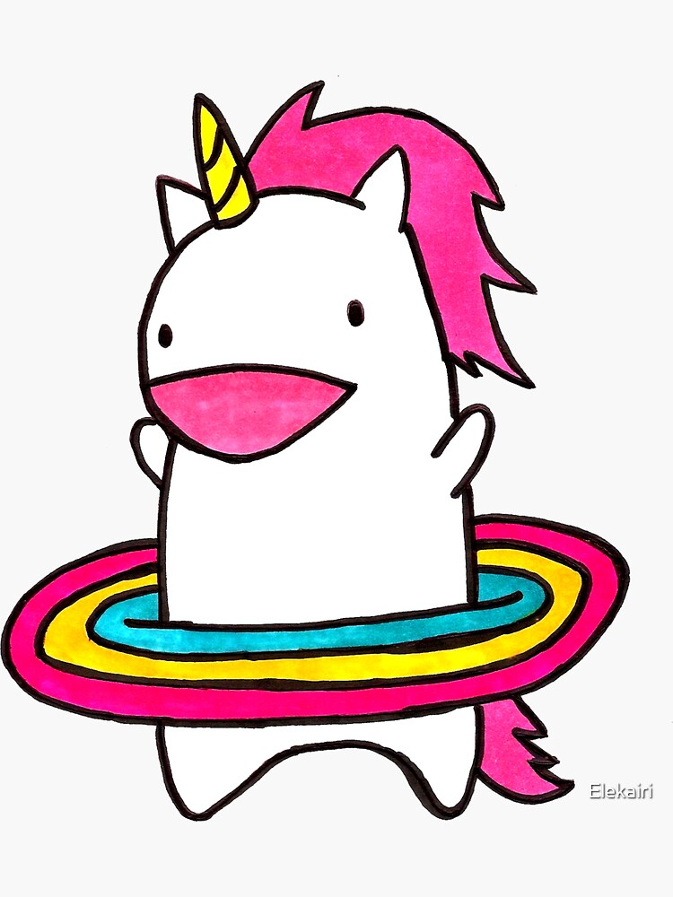 Hula Hop Unicorn Sticker For Sale By Elekairi Redbubble