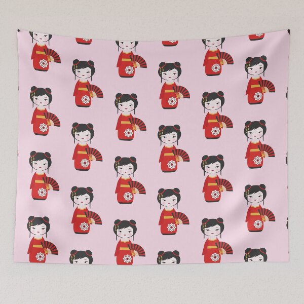 Item preview, Japanese Kokeshi Doll Red Pattern designed and sold by StudioShine.