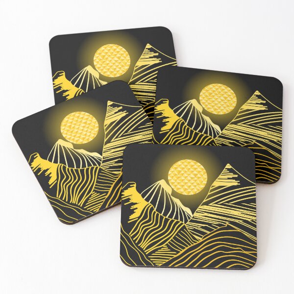 Item preview, Abstract black gold mountain landscape  designed and sold by ReflectedCrafts.