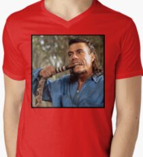 Camiseta de cuello en V Jean Claude Van Damme Mordedura de serpiente