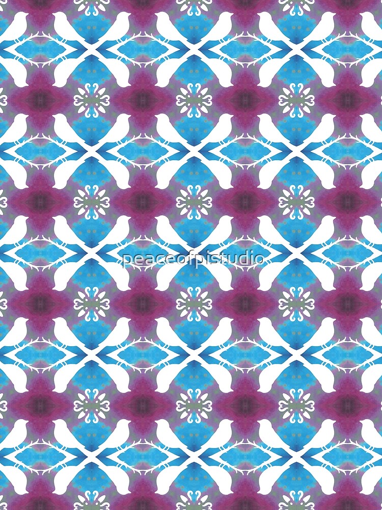 White Birds on Magenta Blue by peaceofpistudio