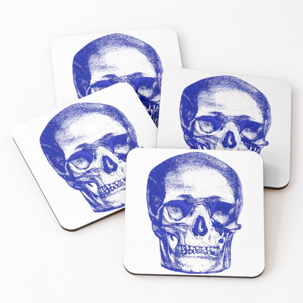 Item preview, Colorful Blue Skull and Skulls: Edited Vintage Style Skull Engraving By Emma Dent (1877) designed and sold by TeachUrb.