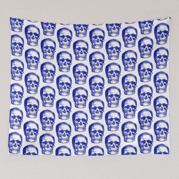Item preview, Colorful Blue Skull and Skulls: Edited Vintage Style Skull Engraving By Emma Dent (1877) designed and sold by TeachUrb.