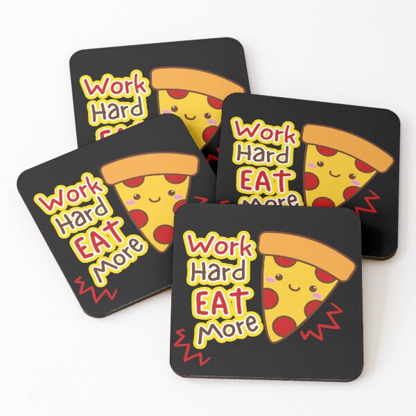 Item preview, Work hard eat more pizza. Cute and funny motivational gift. Cute and kawaii pizza. designed and sold by WhaleSharkShop.