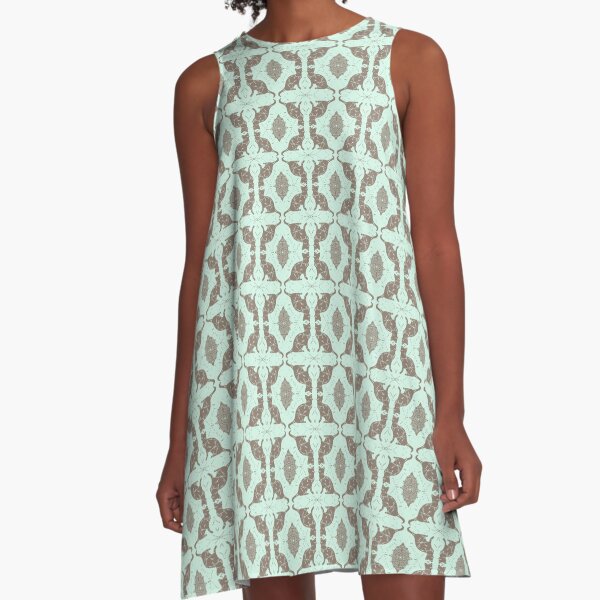 Mint Chocolate Cats A-Line Dress