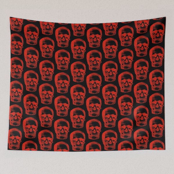 Item preview, Black Red Skull and Skulls: Edited Vintage Style Skull Engraving By Emma Dent (1877) designed and sold by TeachUrb.