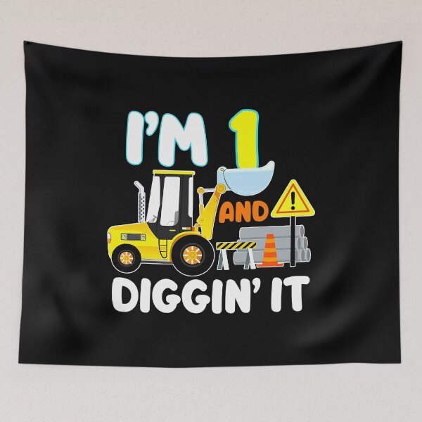 Item preview, Im 1 And Diggin It 1st Birthday Gift Construction Truck Party 1 Year Old Boy designed and sold by PameGraha.