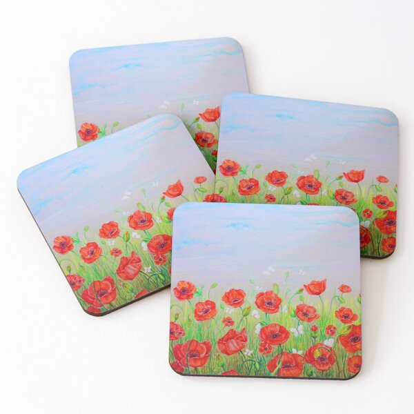 Item preview, Poppies with white butterflies designed and sold by Evone.