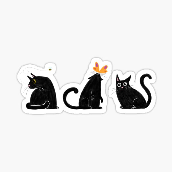 Three black cats Sticker