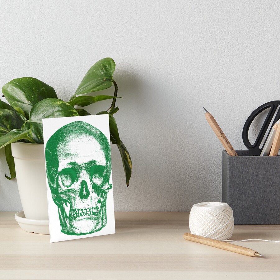 "Colorful Green Skull and Skulls Edited Vintage Style Skull Engraving