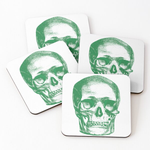 Item preview, Colorful Green Skull and Skulls: Edited Vintage Style Skull Engraving By Emma Dent (1877) designed and sold by TeachUrb.