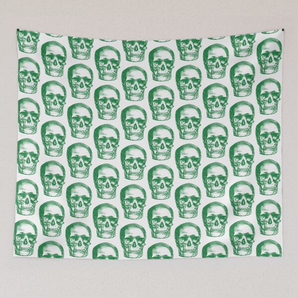 Item preview, Colorful Green Skull and Skulls: Edited Vintage Style Skull Engraving By Emma Dent (1877) designed and sold by TeachUrb.