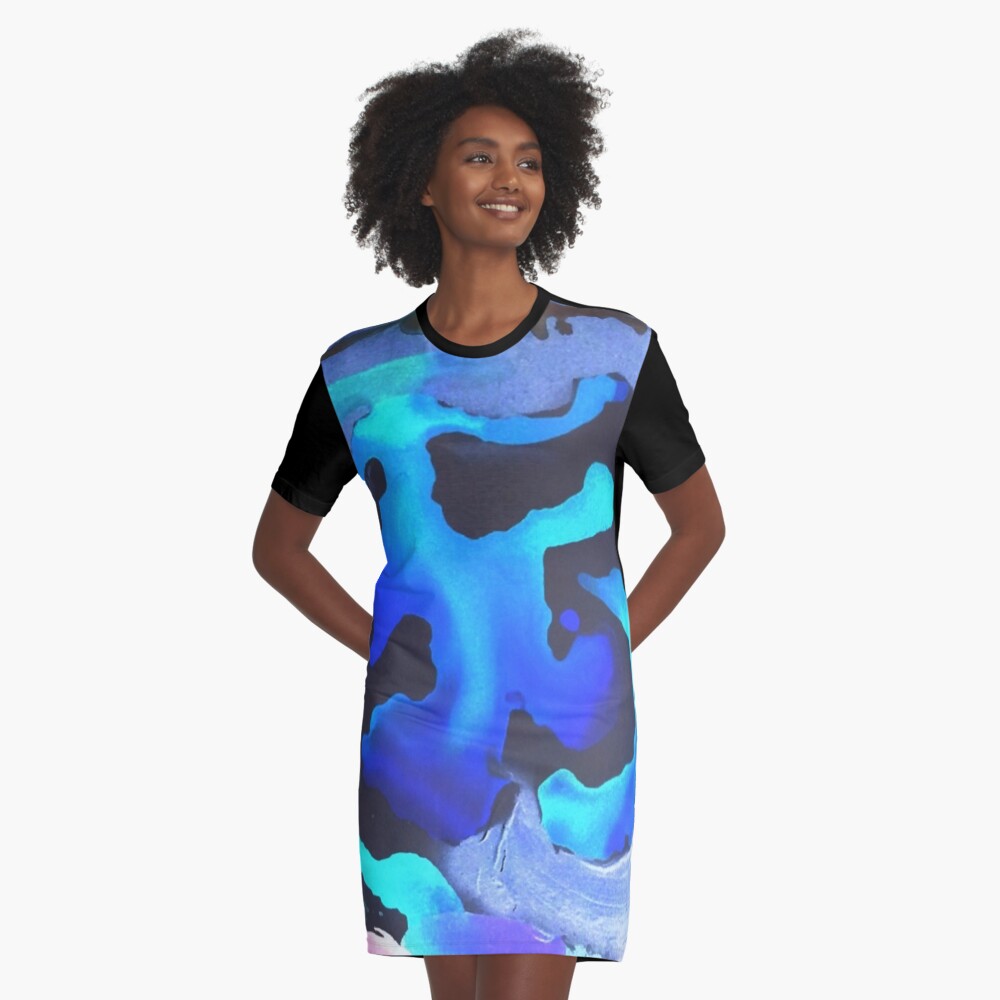 Swim with the Mermaids in the Great Natural Deep Blue Sea Graphic T-Shirt Dress