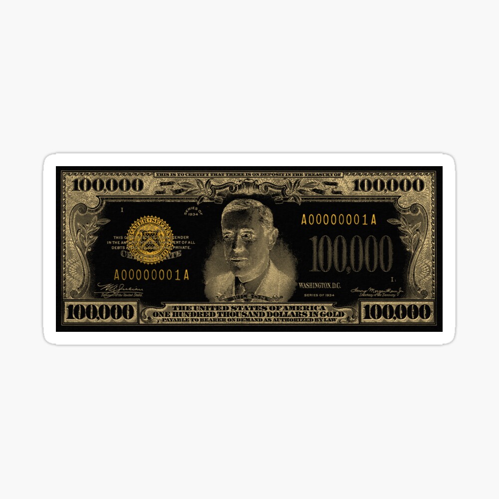 Currency: 100,000 Dollar Bill./Nthe Front Of A U.S One Hundred Thousand  Dollar Note. Poster Print by Granger Collection - Item # VARGRC0066466 -  Posterazzi