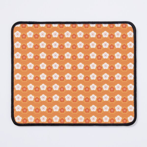 Item preview, White and Dark orange flowers on a light orange background Japanese Pattern designed and sold by KaitoJapanDesign.