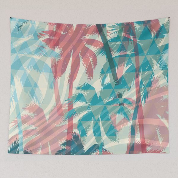 Item preview, retro colors abstract palm tree pattern designed and sold by Beeroclock.