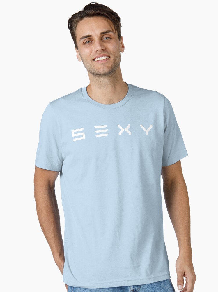 Thumbnail 1 von 7, Essential T-Shirt, S3xy Tesla Cars Sexy Modell S, 3, X und Y T-Shirt mit weißem Aufdruck designt und verkauft von LeonaHertle.