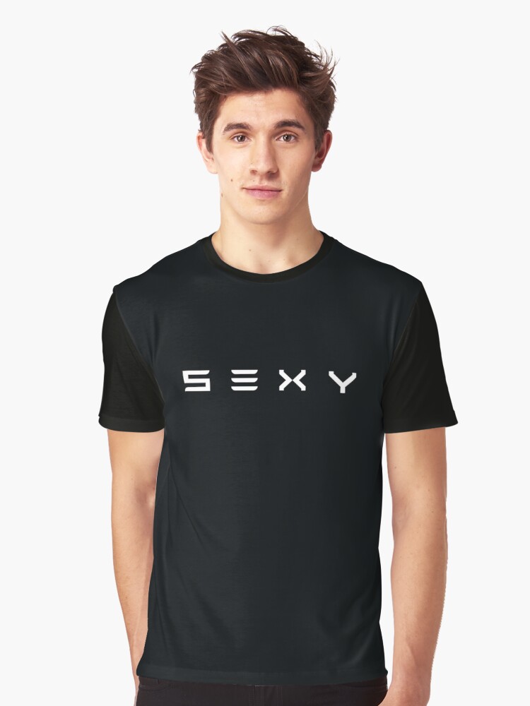 Thumbnail 1 von 5, Grafik T-Shirt, S3xy Tesla Cars Sexy Modell S, 3, X und Y T-Shirt mit weißem Aufdruck designt und verkauft von LeonaHertle.