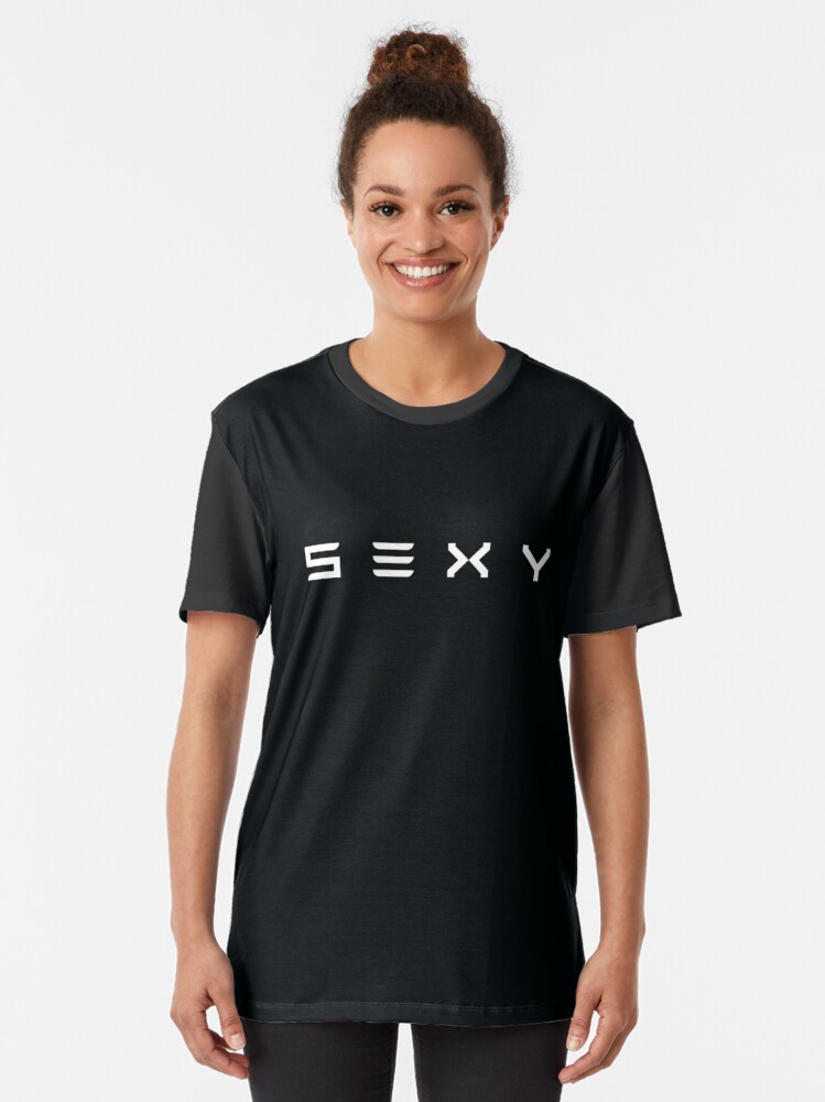 Thumbnail 2 von 5, Grafik T-Shirt, S3xy Tesla Cars Sexy Modell S, 3, X und Y T-Shirt mit weißem Aufdruck designt und verkauft von LeonaHertle.