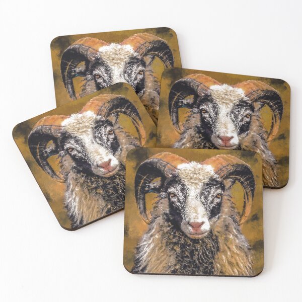 Item preview, Old Norwegian Sheep Portrait, Norwegian Gammelnorsk Sau Oil Paint, Black Faced Sheep, Cute Gammalnorsk Spaelsau, Fluffy Wild Sheep designed and sold by Paintcorner.