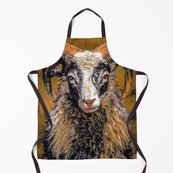 Item preview, Old Norwegian Sheep Portrait, Norwegian Gammelnorsk Sau Oil Paint, Black Faced Sheep, Cute Gammalnorsk Spaelsau, Fluffy Wild Sheep designed and sold by Paintcorner.