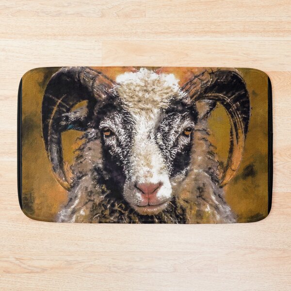 Item preview, Old Norwegian Sheep Portrait, Norwegian Gammelnorsk Sau Oil Paint, Black Faced Sheep, Cute Gammalnorsk Spaelsau, Fluffy Wild Sheep designed and sold by Paintcorner.
