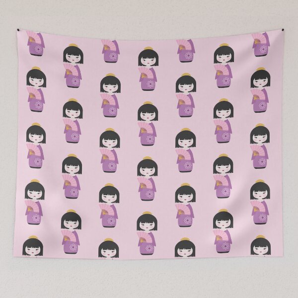 Item preview, Japanese Kokeshi Doll Purple Pattern designed and sold by StudioShine.