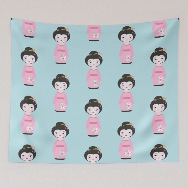 Item preview, Japanese Kokeshi Doll Pink Pattern designed and sold by StudioShine.