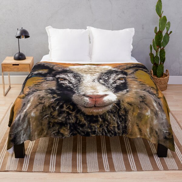 Item preview, Old Norwegian Sheep Portrait, Norwegian Gammelnorsk Sau Oil Paint, Black Faced Sheep, Cute Gammalnorsk Spaelsau, Fluffy Wild Sheep designed and sold by Paintcorner.