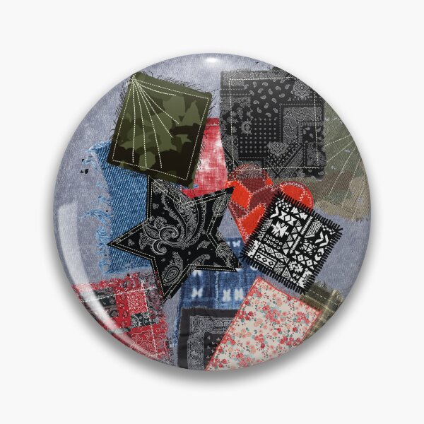 Item preview, patchwork bandana and heart on denim patterns  designed and sold by ssblondess.