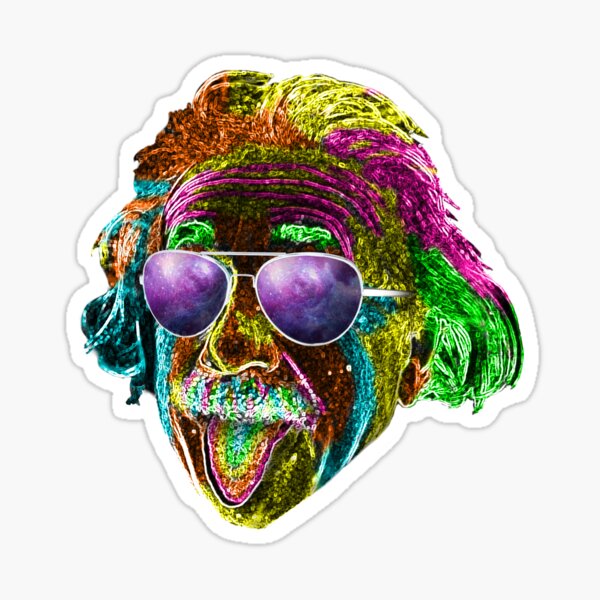 Albert Einstein Neon Rave Design Sticker