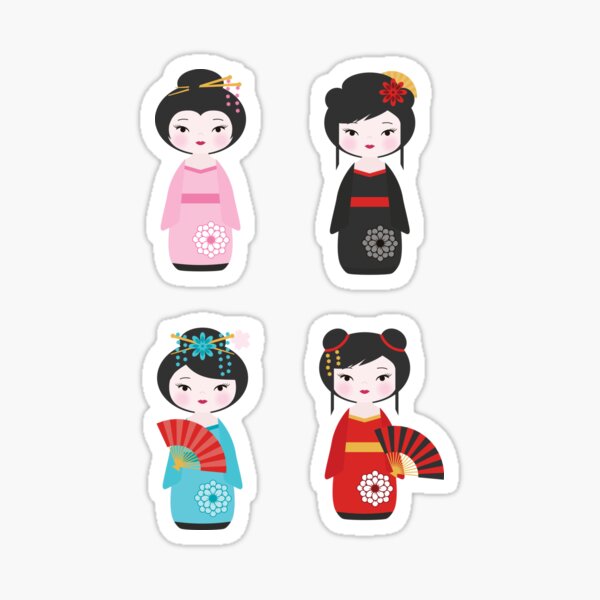Item preview, Japanese Kokeshi Dolls Pattern designed and sold by StudioShine.