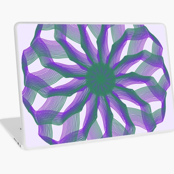 Spirograph with green and violet Laptop Skin