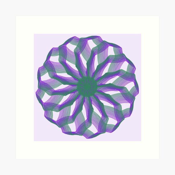 Spirograph with green and violet Art Print
