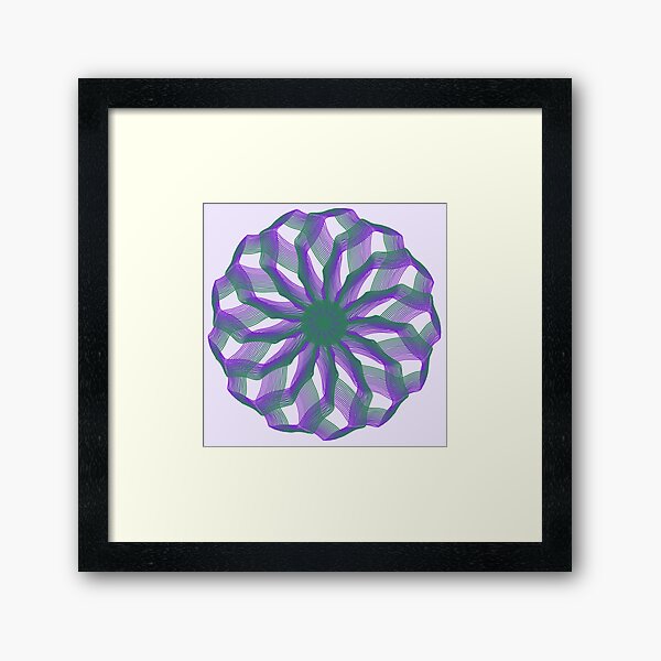 Spirograph with green and violet Framed Art Print