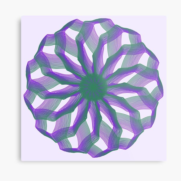 Spirograph with green and violet Metal Print