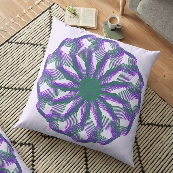 Spirograph with green and violet Floor Pillow