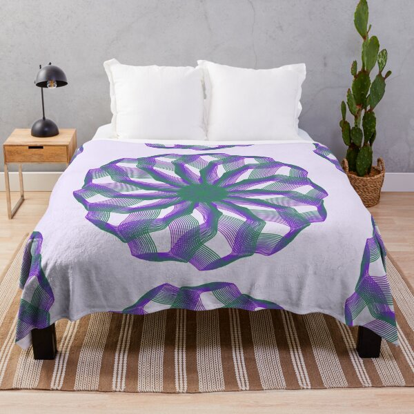 Spirograph with green and violet Throw Blanket