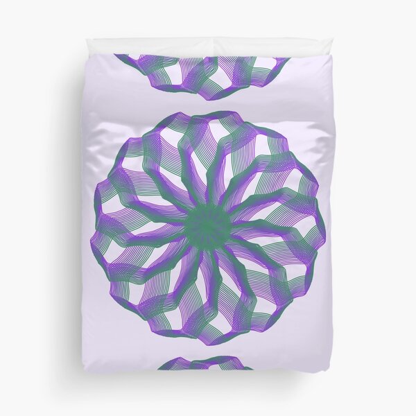 Spirograph with green and violet Duvet Cover