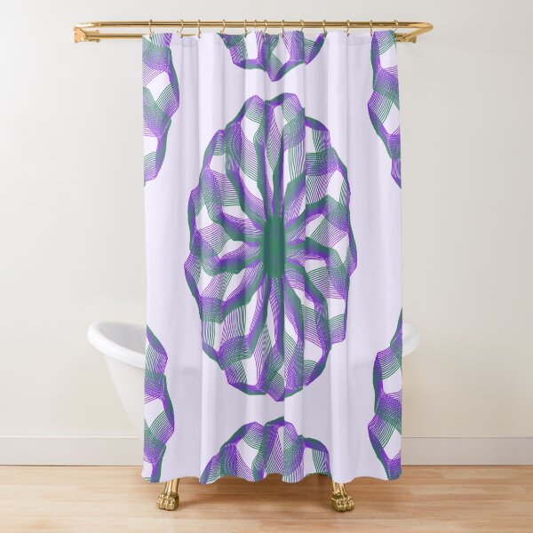 Spirograph with green and violet Shower Curtain
