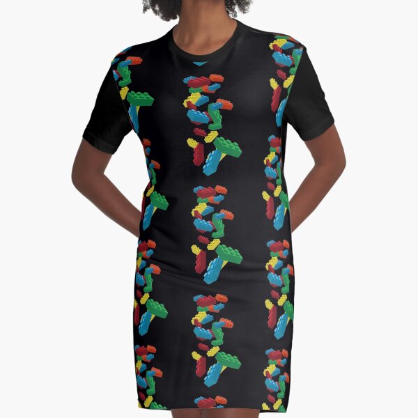 Falling Legos Graphic T-Shirt Dress
